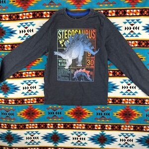 365 Kids‎ Stegosaurus Graphic Tee Long Sleeve Gray Top Size 10